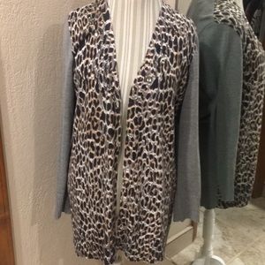 Chico’s sweater cardigan.animal print front size 2